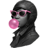 Bessie Coleman con occhiali da sole rosa e gomma da masticare