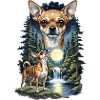 Moonlit Chihuahua in Forest Night