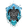 Astral blue silhouette turtle