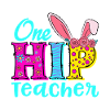 Ein niedliches Lehrer-Bunny-Blumenlogo