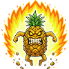 Angry pineapple with flames