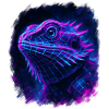 Bearded Dragon Cyberpunk Neon Synthwave