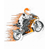 Flammenrennfahrer auf Sportmotorrad