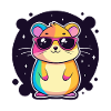Regenbogenhamster mit Brille