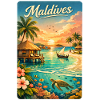 Maldives Beach Sunset Travel Motif