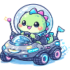 Kawaii Dino in the Space Rover