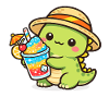 Summer dinosaur with cocktail