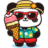 Panda Surf mit Eis