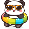 Panda in sunglasses swimming ring
