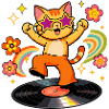 Disco-Katze auf farbigem Vinyl