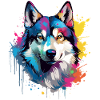 Dog Husky Bunte Spritzkunst
