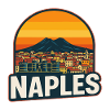 Naples Italy Retro Sunset Vesuvius Skyline