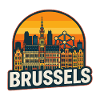 Brussels Belgium Retro Sunset Skyline Design