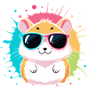 Bunter Sonnenhamster mit auffälligen Brillen