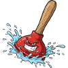 Red plunger with water splash