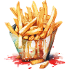 Pommes Frites Aquarell Kunstprint