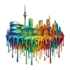 Stuttgart with colourful gradient