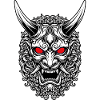 Japanese Red Portrait Oni Mask