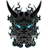 Masque Oni Cyberpunk Portrait Bleu