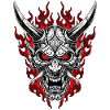 Oni-Maske Höllenporträt Rot Schwarz