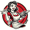 Retro-Diner-Kellnerin mit Nudelholz