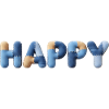 Happy Fabric Letters Patched Blue Beige