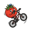 Funny Tomato Bicycle Cycling Cartoon