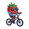 Cool Strawberry Riding On BMX Bike