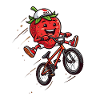 Funny BMX strawberry on the bike
