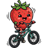 Dolce fragola in bici sulla strada