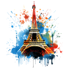 Paris Eiffeltårnets Skyline Frankrig Splash Farverig