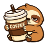 Coffee-loving sloth