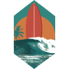 Sunset Surfboard Retro Wave