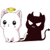 Kawaii Angel Cat with Devil Shadow