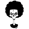 Afro Skull Cartoon Monochrome