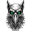 Shamanic Raven Skull Green Eyes Totem