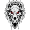 Shamanic Sabertooth Wolf Skull Red Eyes