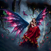 Winged fairy in red dress