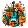 Floral Guitar in Tropical Style