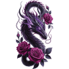 Schwarzer Drache mit Rosen Fantasy Shirt
