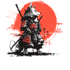 Fuchs-Samurai in Roter Sonnen-Rüstung