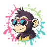 Cartoon Monkey Splash bunte rosa Brille