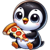 Cute Penguin Cartoon Pizza Love