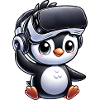 Cute Penguin VR Gamer Comic Style