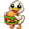 Funny Duck Cheeseburger Fast Food Cartoon