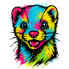 aFarbenfrohe Frettchenporträt-Pop-Art-Spaßstil.