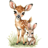 🦌🐰Fawn and Tender Bunny – Illustration