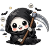 Cuddly Grim Reaper with Scythe