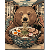 Bear Ramen Feast Ukiyo-e