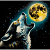 Wolf howls at the Full Moon